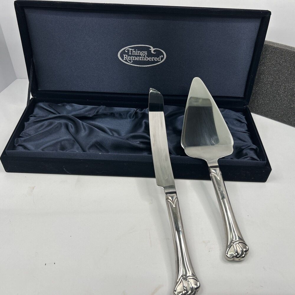 Vintage Things Remembered Stainless Steel Wedding Cake Knife & Server Set